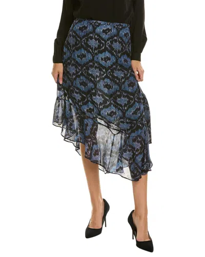 Shop Figue Maxime Silk-blend Skirt In Blue