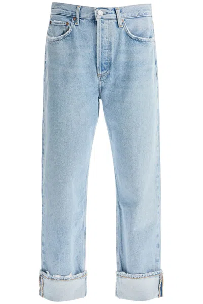 Shop Agolde "used Effect Fran Jeans" In Blue