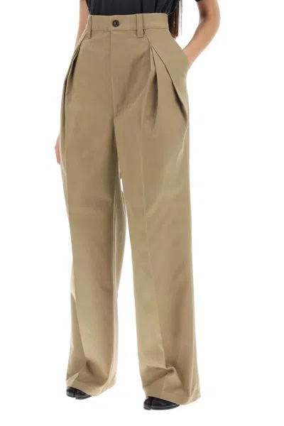 Shop Maison Margiela Trousers With Triple Ple In 浅褐色的