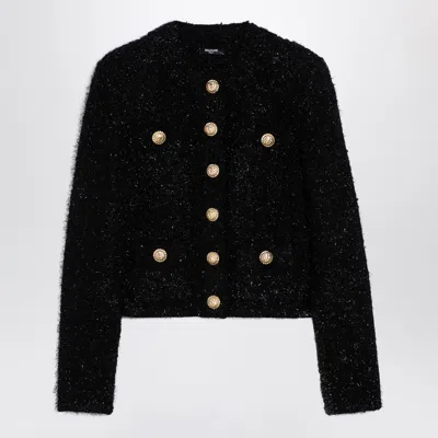 Shop Balmain Black Tweed Jacket With Buttons