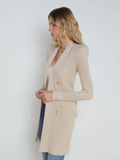 L Agence Noe Double-breasted Cardigan In Pecan
