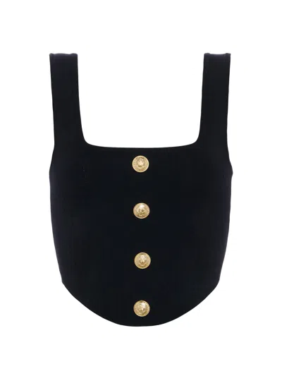L Agence Saga Square-neck Corset Top In Black/gold