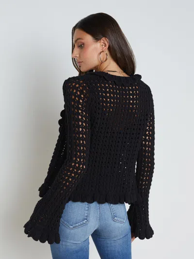 L Agence Solaris Crocheted Cardigan In Black