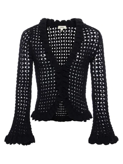 L Agence Solaris Crocheted Cardigan In Black