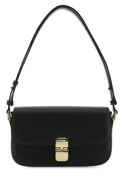 Shop Apc A.p.c. Woman Black Leather Grace Shoulder Bag