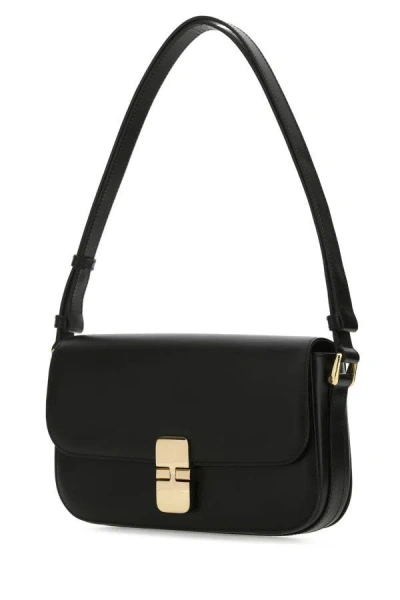 Shop Apc A.p.c. Woman Black Leather Grace Shoulder Bag