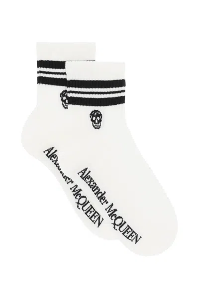 Shop Alexander Mcqueen Stripe Skull Sports Socks Women In Multicolor