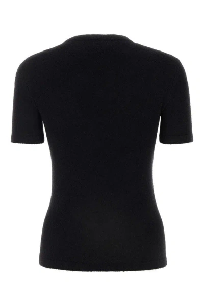 Shop Balenciaga Woman Black Terry Fabric T-shirt