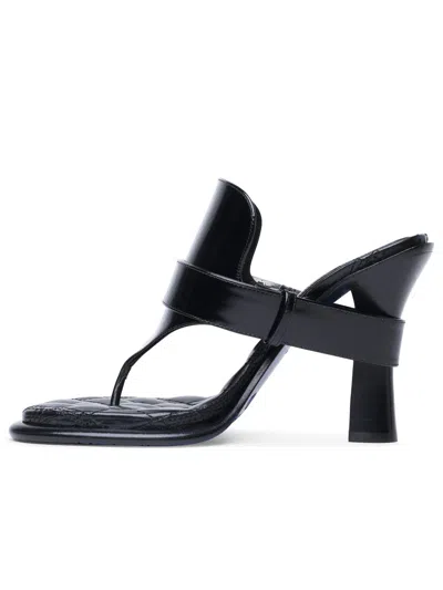 Shop Burberry 'bay' Black Leather Sandals Woman