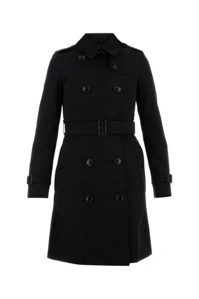 Shop Burberry Woman Black Cotton Trench Coat