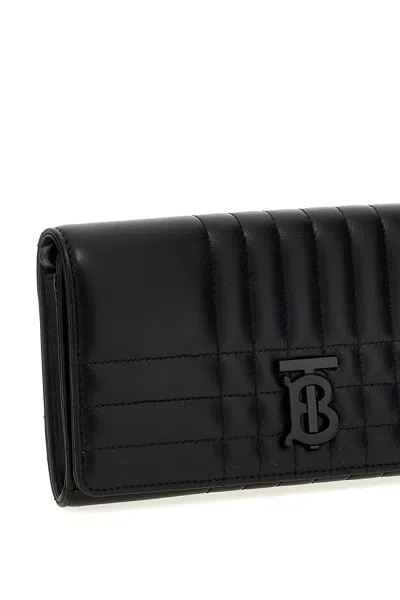Shop Burberry Women 'lola' Wallet On Chain In Black