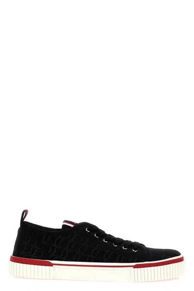 Shop Christian Louboutin Men 'pedro Junior Flat' Sneakers In Black