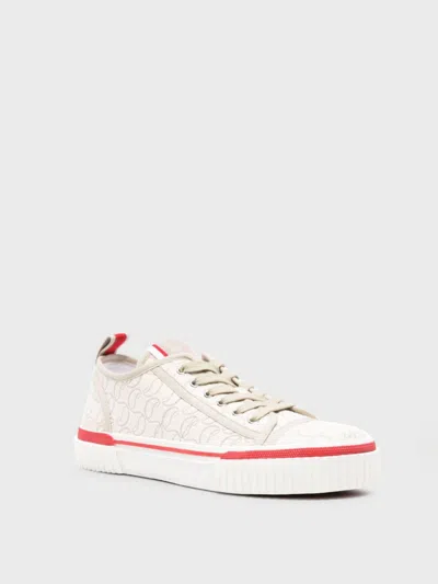Christian Louboutin Low Top Sneakers With Red Monogram In Cream
