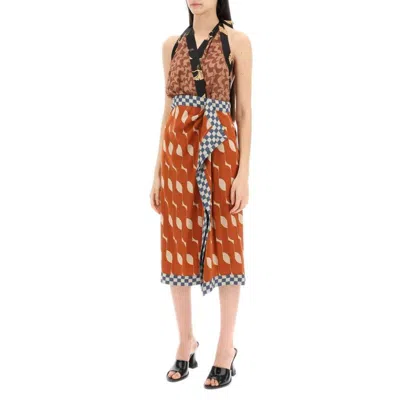 Dries Van Noten Sole Printed Ruffle Midi Skirt In Multicolor