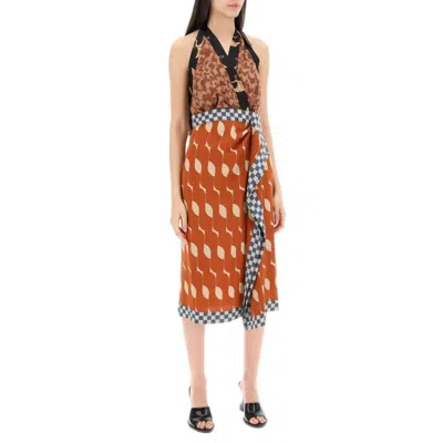 Dries Van Noten Sole Printed Ruffle Midi Skirt In Multicolor