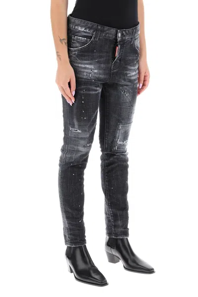 Shop Dsquared2 Dark Clean Wash 'jennifer' Jeans Women In Black