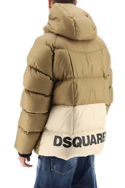 Shop Dsquared2 Logo Print Hooded Down Jacket Men In Multicolor