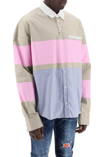 Shop Dsquared2 Oversized Hybrid Shirt Men In Multicolor