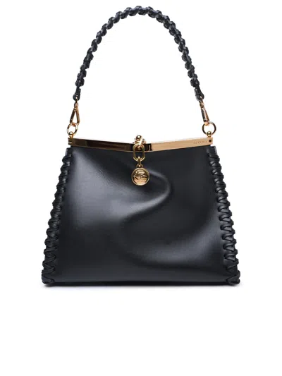 Shop Etro Medium 'vela' Black Leather Bag Woman