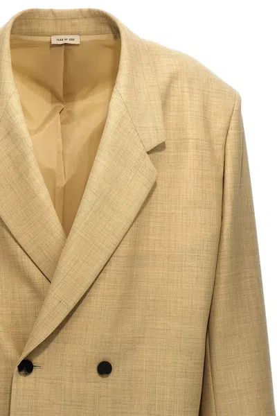 Fear Of God Blazer Longline Double-breasted Back Vent In Cream