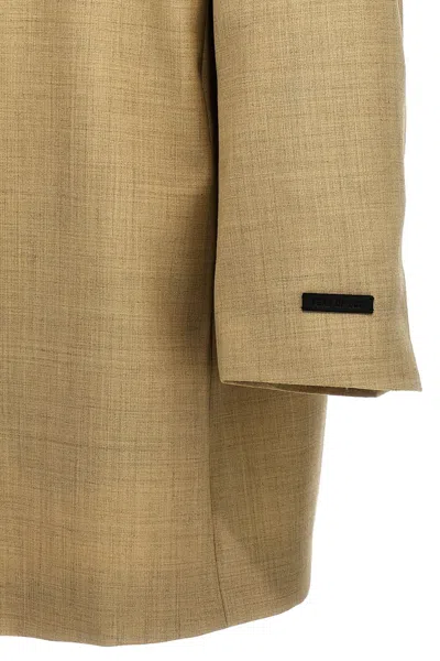 Fear Of God Blazer Longline Double-breasted Back Vent In Cream