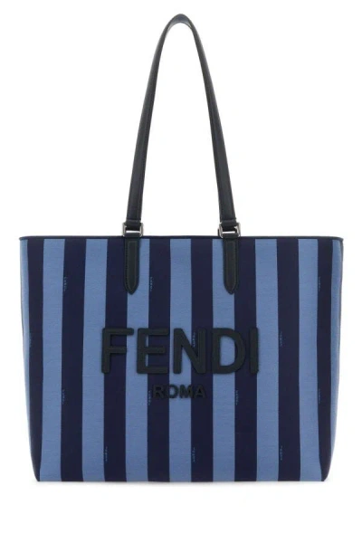 Fendi Men Embroidered Canvas Go To Shopping Bag In Multicolor