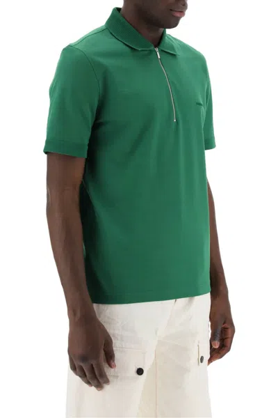 Shop Ferragamo Organic Cotton Polo Shirt With Half Zip Men In Multicolor