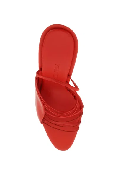 Shop Ferragamo Sandals With Ultra-fine Mini Straps Women In Multicolor