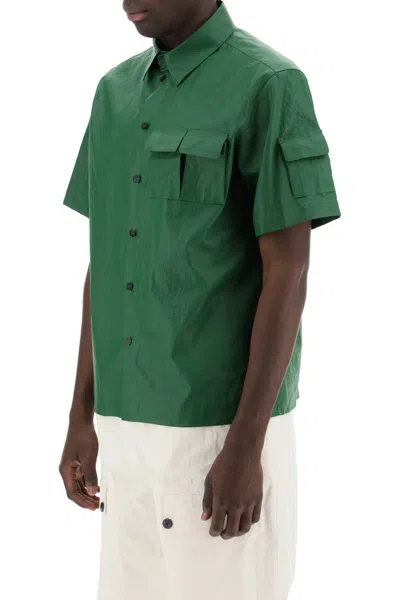 Shop Ferragamo Short-sleeved Linen Shirt With Coated Men In Multicolor