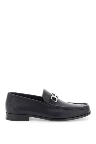 Shop Ferragamo Smooth Leather Loafers With Gancini Men In Multicolor
