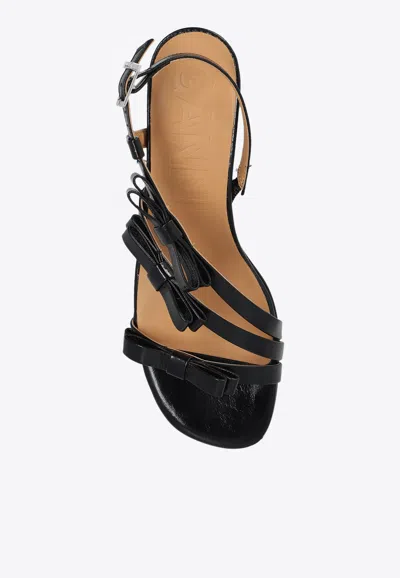 Shop Ganni 25 Multi Bow Leather Sandals In Black