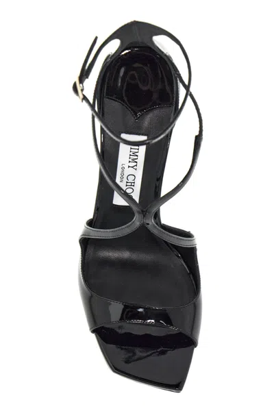 Shop Jimmy Choo Patent Leather Azia 95 Sandals Women In Black