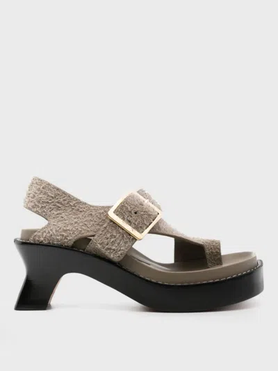 Loewe Khaki Open Toe Sandals In Green