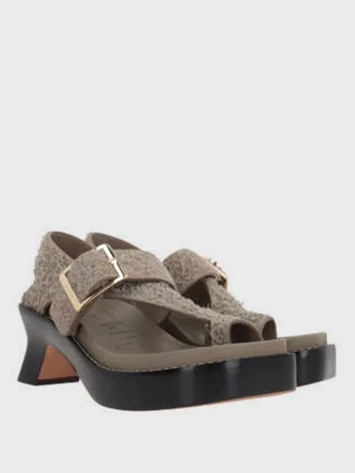 Loewe Khaki Open Toe Sandals In Green