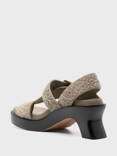 Loewe Khaki Open Toe Sandals In Green