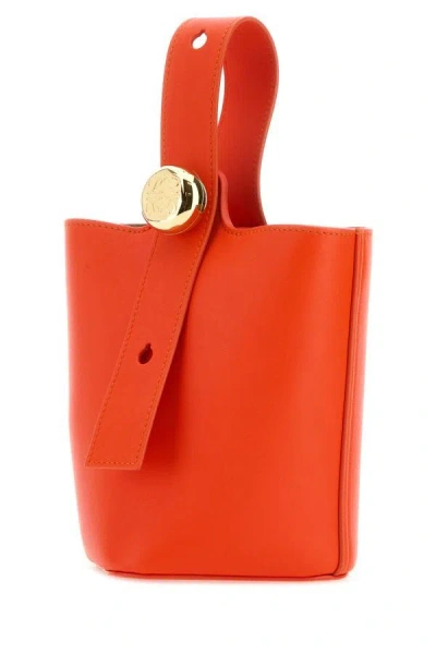 Shop Loewe Woman Dark Orange Leather Mini Pebble Bucket Bag
