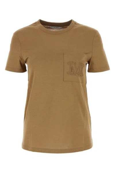 Shop Max Mara Woman Camel Cotton Papaia T-shirt In Brown