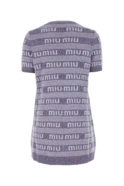 Miu Miu Multicolor Embroidered Wool Blend Mini Sweater Dress In Multicolor