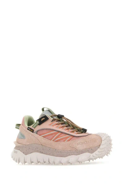 Shop Moncler Woman Multicolor Fabric And Leather Trailgrip Sneakers