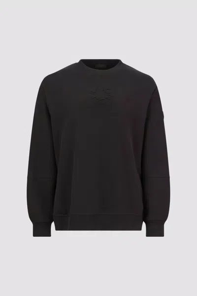 Moncler Women Sweatshirt With Embossed Logo In Black
