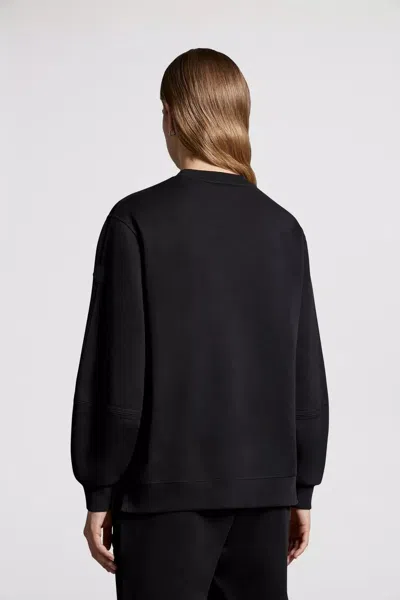 Moncler Women Sweatshirt With Embossed Logo In Black