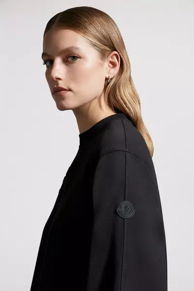 Moncler Women Sweatshirt With Embossed Logo In Black