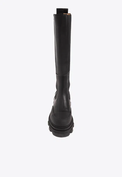 Shop Ganni 45 Knee-high Lug Boots In Black