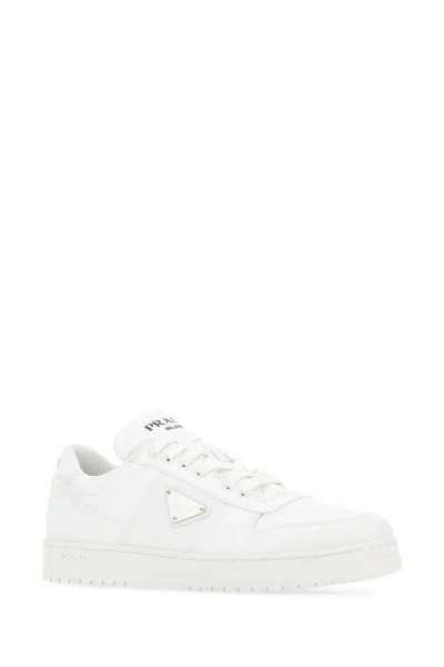 Shop Prada Man White Re-nylon Sneakers