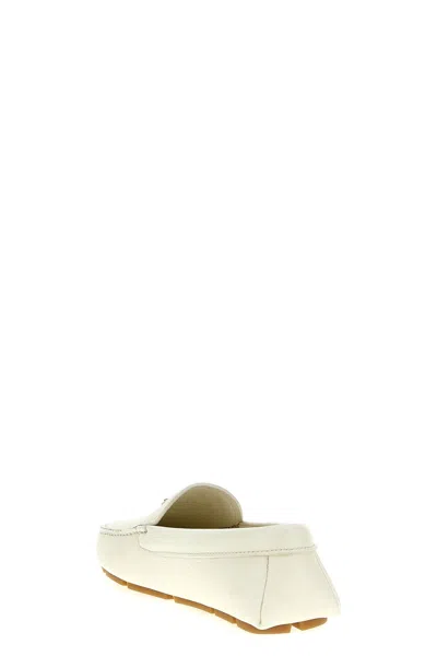 Prada Design Loafers With Subtle Stitched Detail In White
