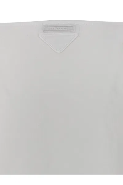 Shop Prada Women Logo Cropped T-shirt In White