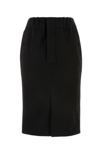 Shop Saint Laurent Woman Black Denim Skirt