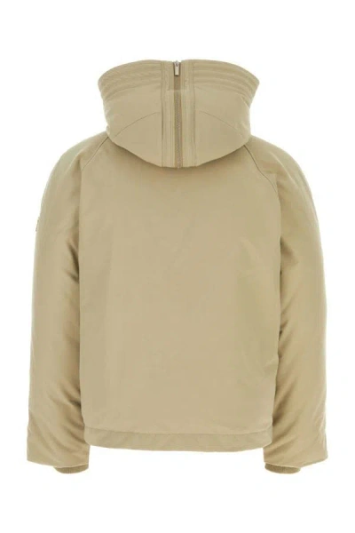 Ferragamo Beige Polyester Blend Padded Jacket In Brown
