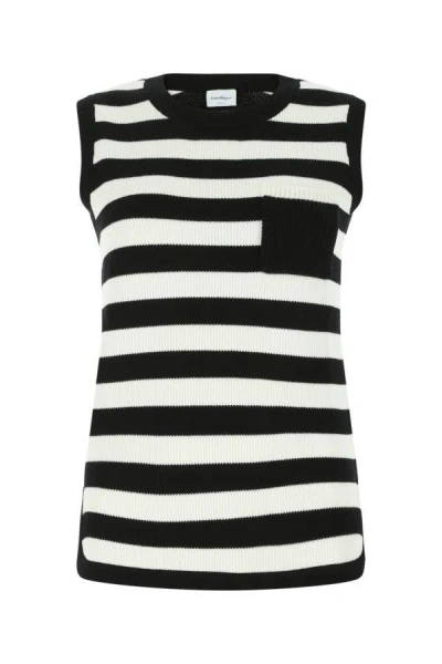 Ferragamo Stripe-pattern Virgin-wool Vest In Multicolor