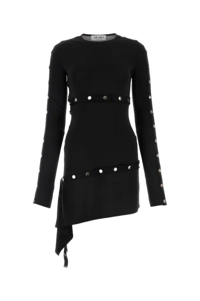 Shop Attico The  Woman Black Jersey Mini Dress